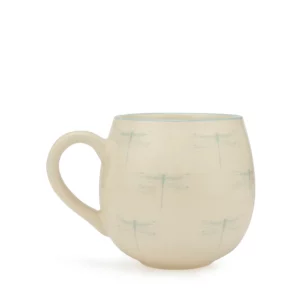 Dragonfly Blooms Stoneware Sphere Mug – Handcrafted Tranquility for Your Daily Ritual