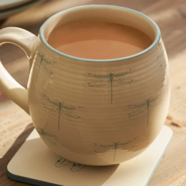 Dragonfly Blooms Stoneware Sphere Mug – Handcrafted Tranquility for Your Daily Ritual - Image 4