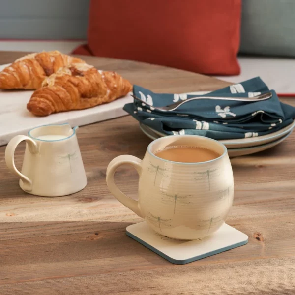Dragonfly Blooms Stoneware Sphere Mug – Handcrafted Tranquility for Your Daily Ritual - Image 3
