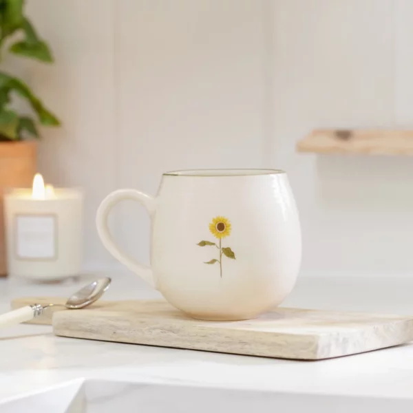 Sunshine Blooms Stoneware Ball Mug – Handcrafted Joy for Your Daily Brew - Image 4